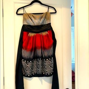 Strapless mini dress with bow tie in back